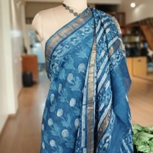 Hand Blockprint on Silk-Cotton from Bagru – (HBSC0004)