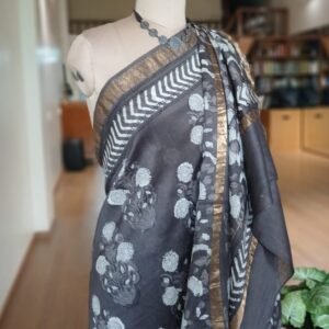 Hand Blockprint on Silk-Cotton from Bagru – (HBSC0005)