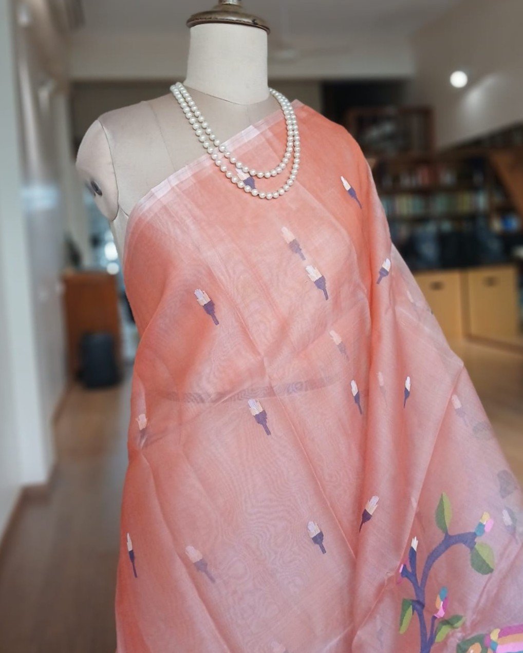 Handweave Jamdani Silk Saree – (SJMS1173) - Image 3