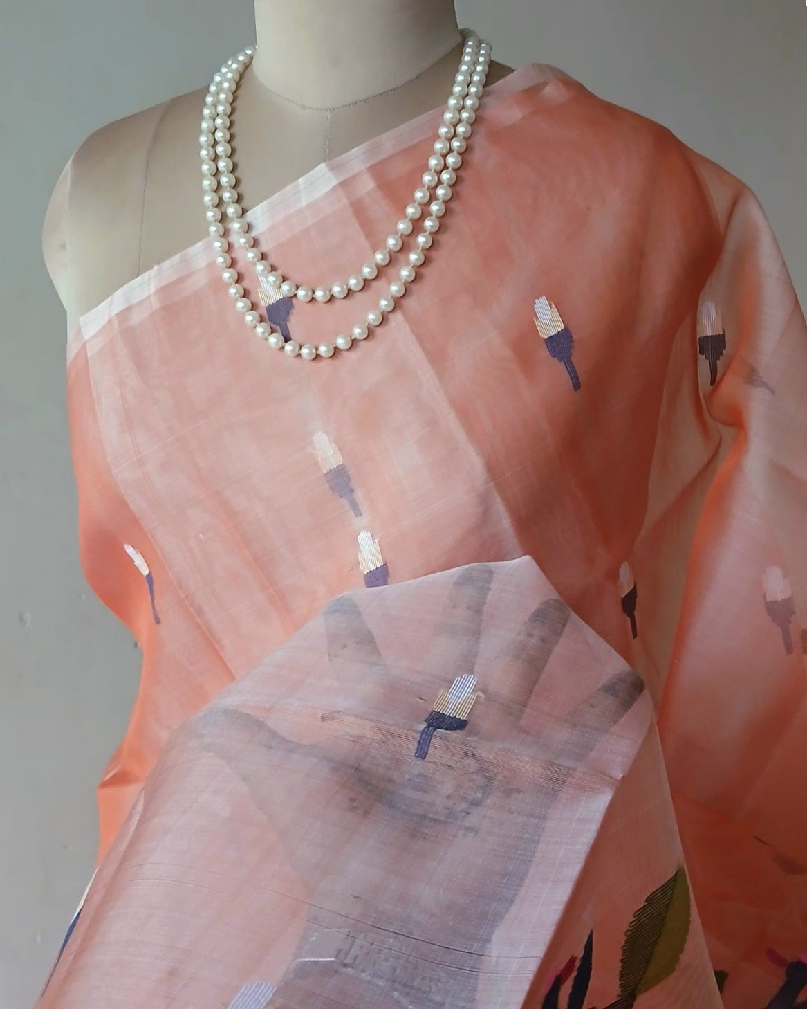 Handweave Jamdani Silk Saree – (SJMS1173) - Image 4