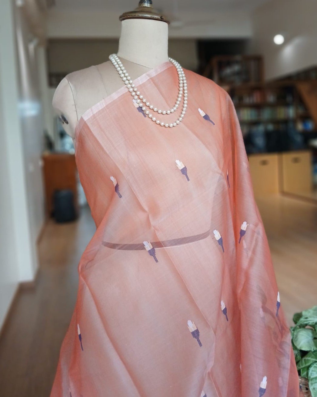 Handweave Jamdani Silk Saree – (SJMS1173) - Image 5