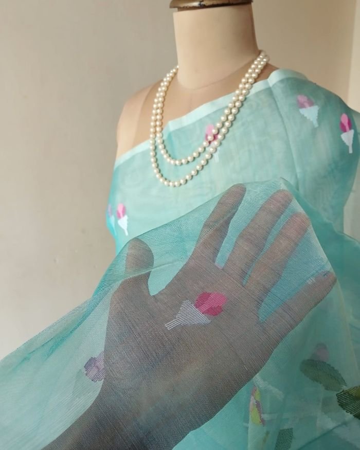 Handweave Jamdani Silk Saree – (SJMS1172) - Image 4