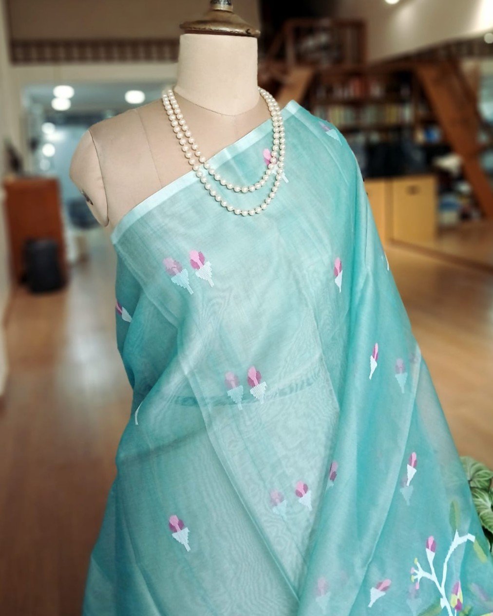 Handweave Jamdani Silk Saree – (SJMS1172) - Image 3