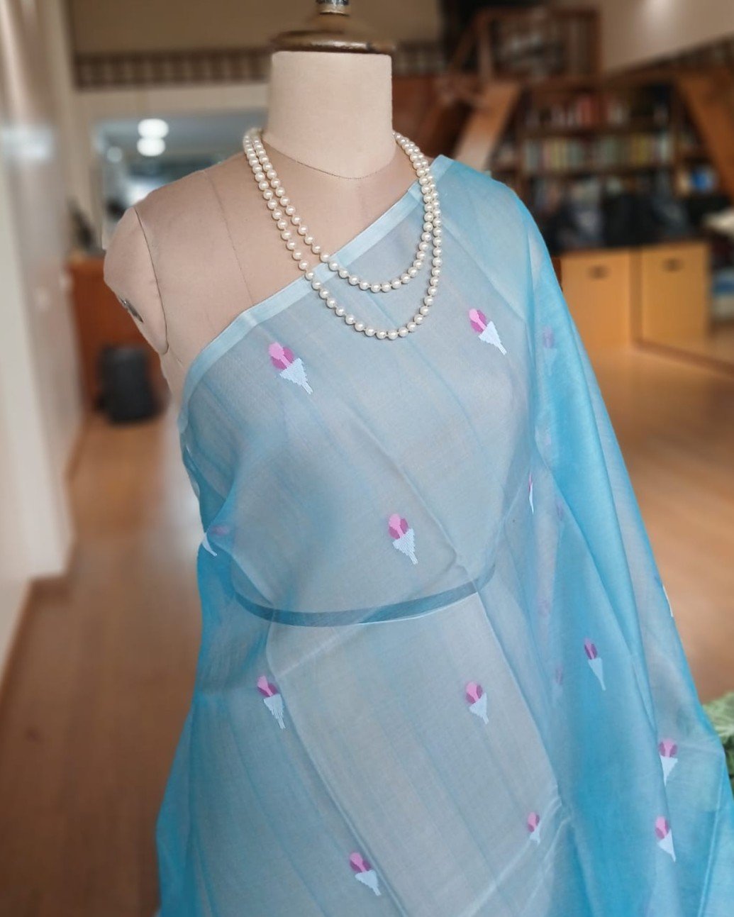 Handweave Jamdani Silk Saree – (SJMS1170) - Image 5
