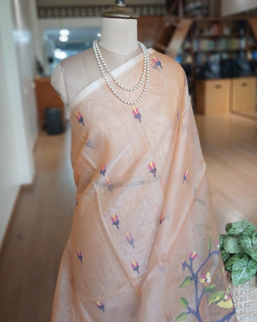 Handweave Jamdani Silk Saree – (SJMS1169) - Image 3