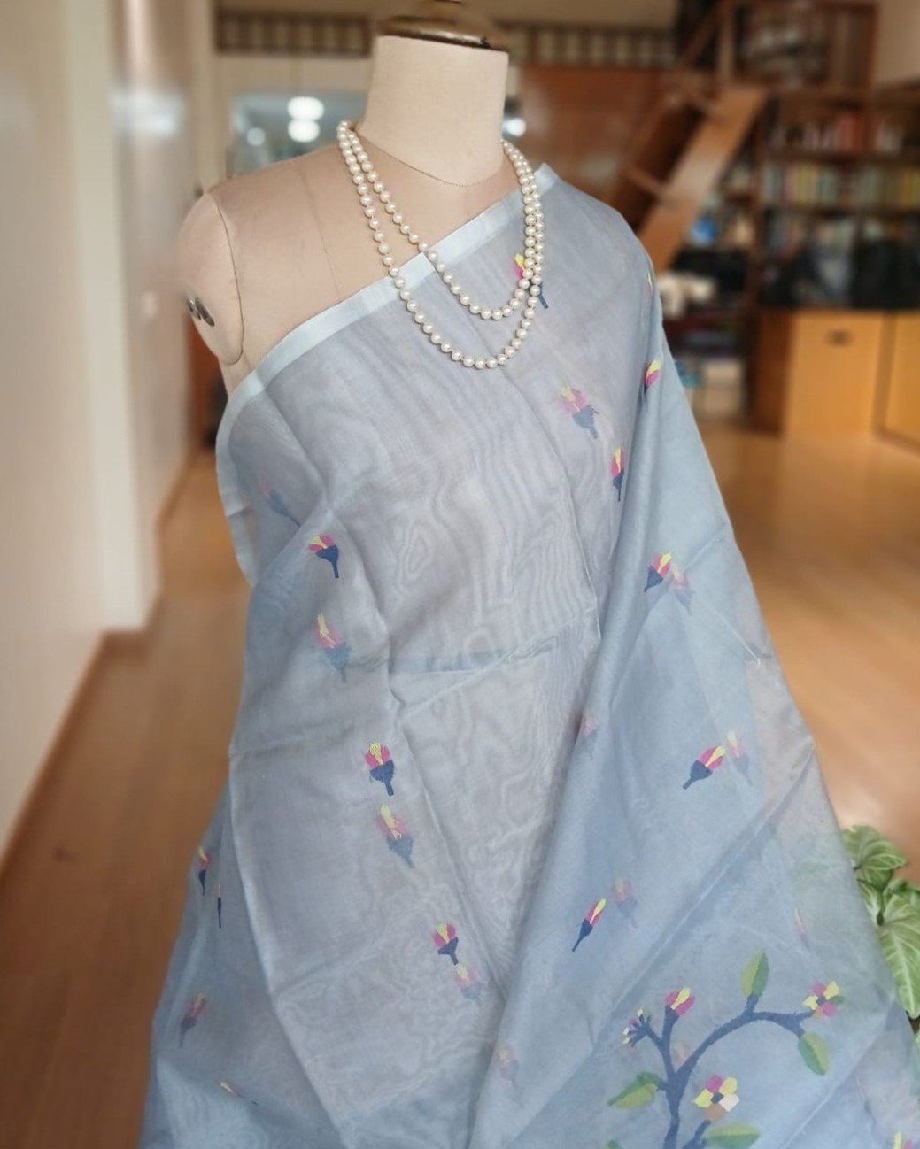 Handweave Jamdani Silk Saree – (SJMS1168) - Image 3