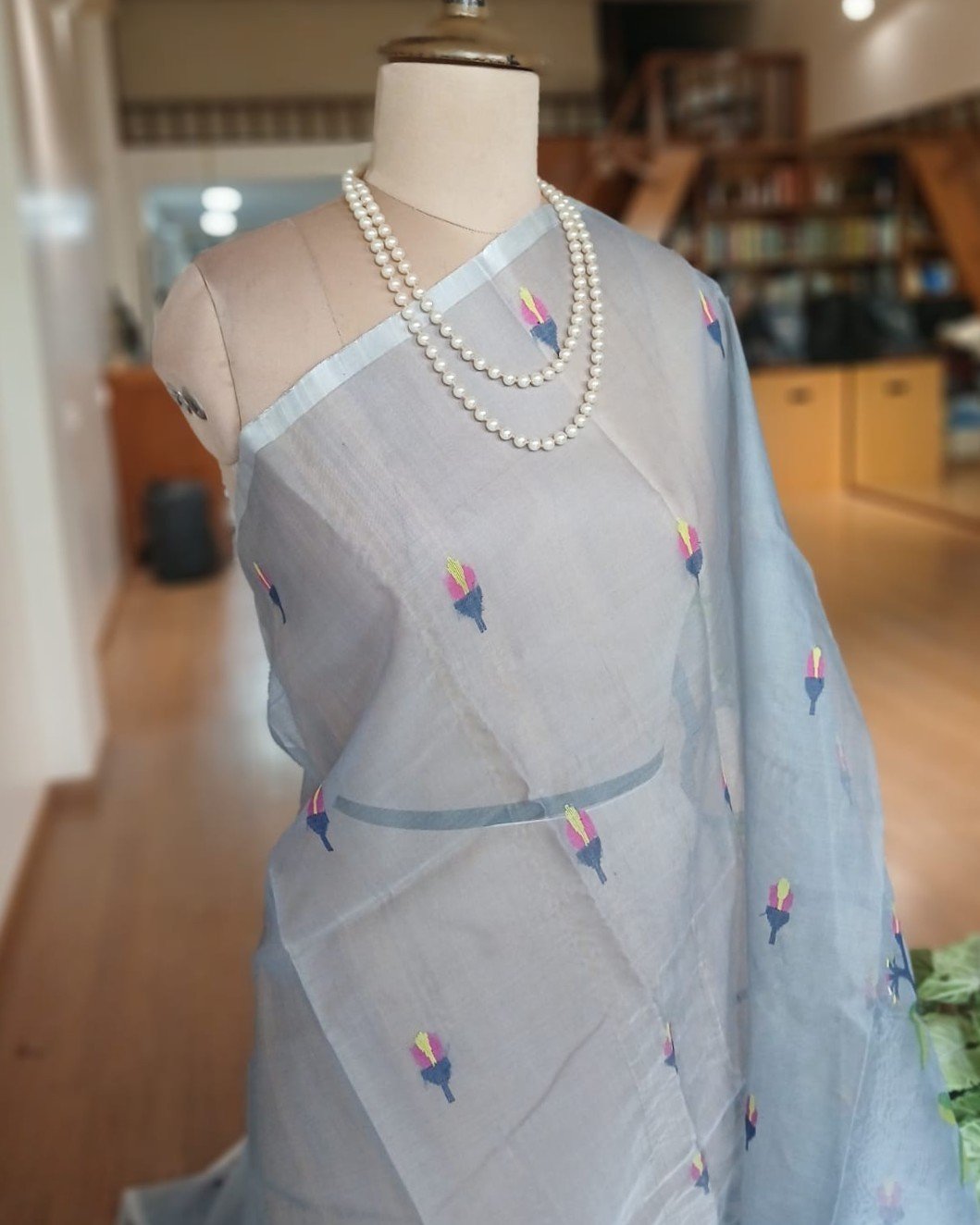 Handweave Jamdani Silk Saree – (SJMS1168) - Image 5