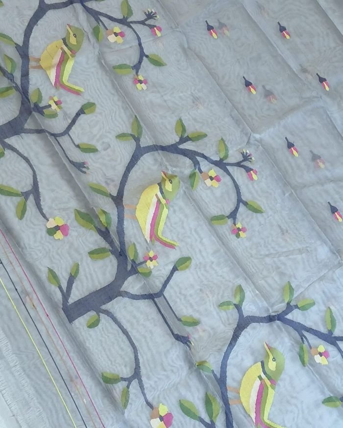 Handweave Jamdani Silk Saree – (SJMS1168) - Image 2
