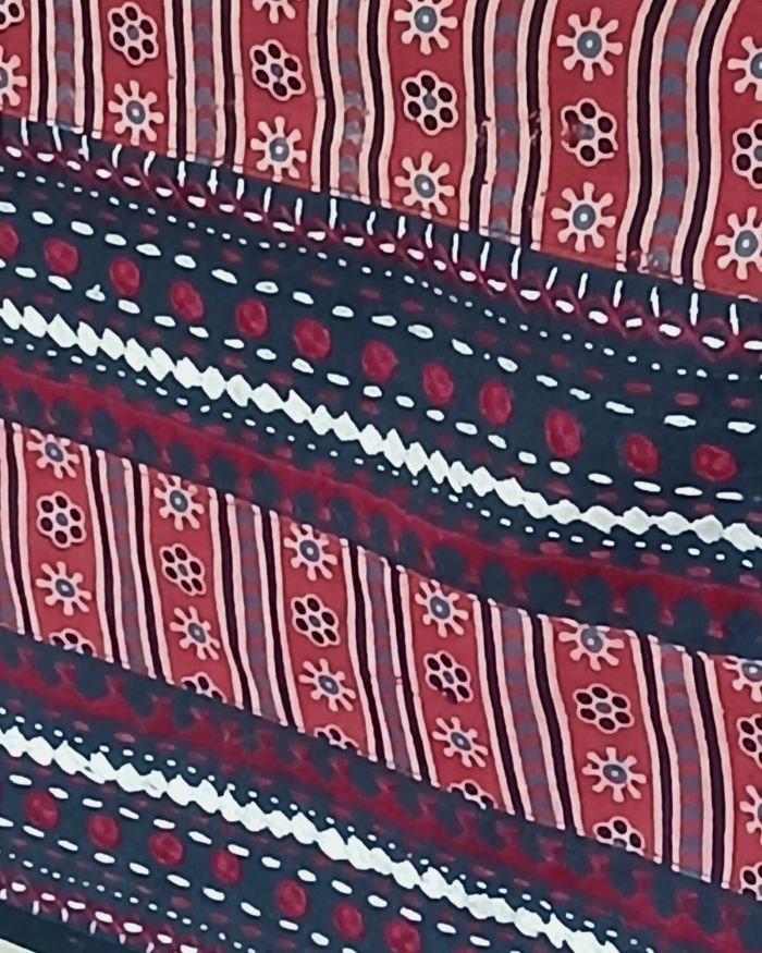 Embroidered Ajrakh Table Runner in Natural Dyes – (EATR0020) - Image 2