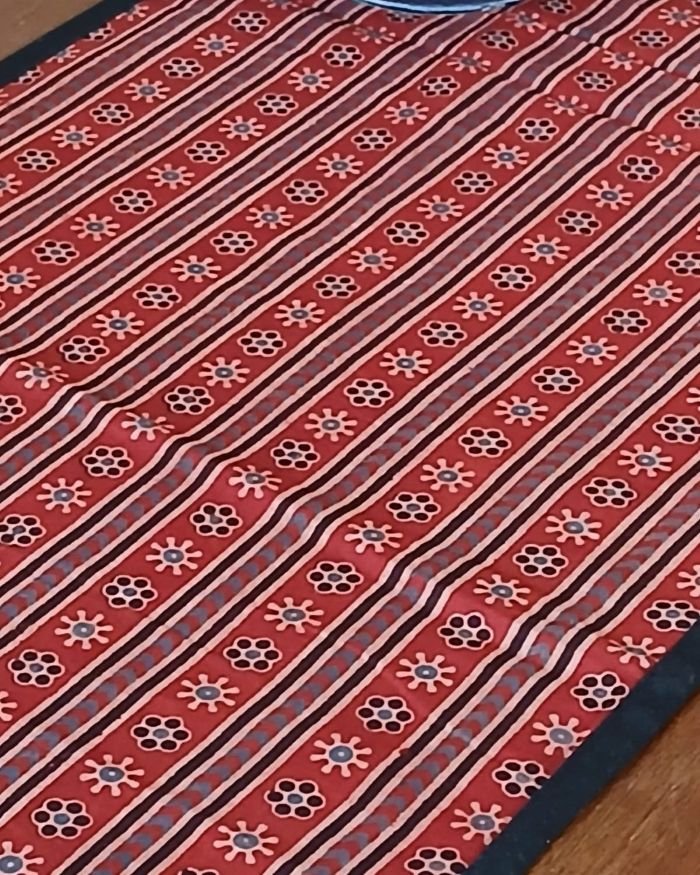 Embroidered Ajrakh Table Runner in Natural Dyes – (EATR0020) - Image 3