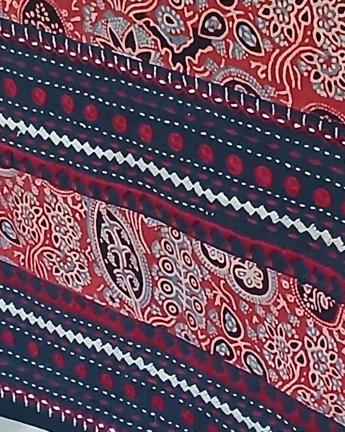 Embroidered Ajrakh Table Runner in Natural Dyes – (EATR0010) - Image 2