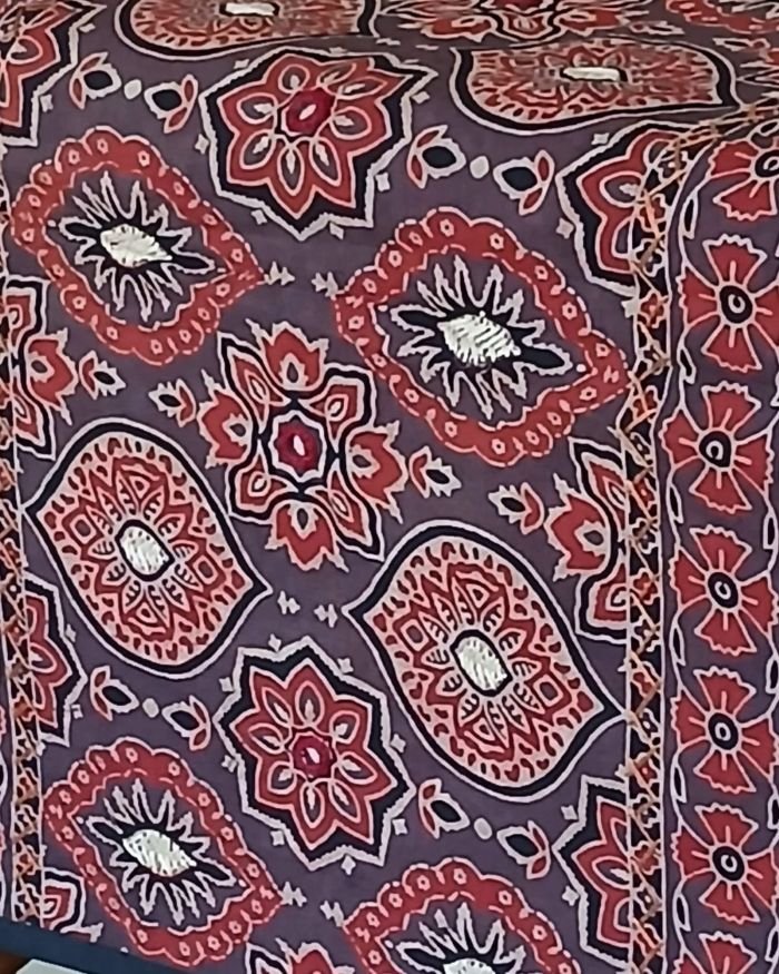 Embroidered Ajrakh Table Runner in Natural Dyes – (EATR0013) - Image 2