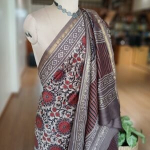 Hand Blockprint on Silk-Cotton from Bagru – (HBSC0006)