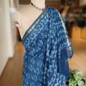 Hand Blockprint on Silk-Cotton from Bagru – (HBSC0007)