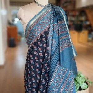 Hand Blockprint on Silk-Cotton from Bagru – (HBSC0008)