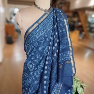 Hand Blockprint on Silk-Cotton from Bagru – (HBSC0009)