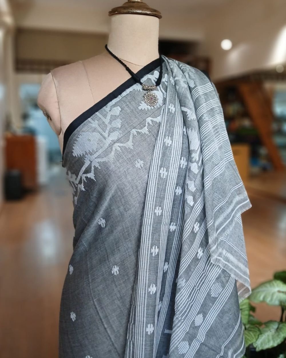 Soft Cotton Jamdani Handweave from Phulia – (JCHS0014) - Image 7