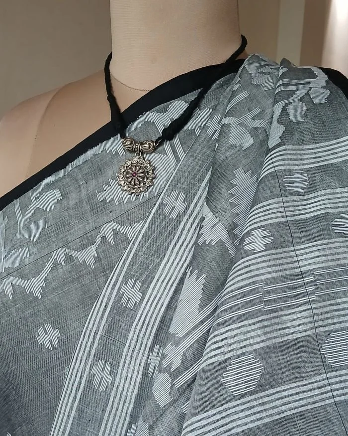 Soft Cotton Jamdani Handweave from Phulia – (JCHS0014) - Image 7