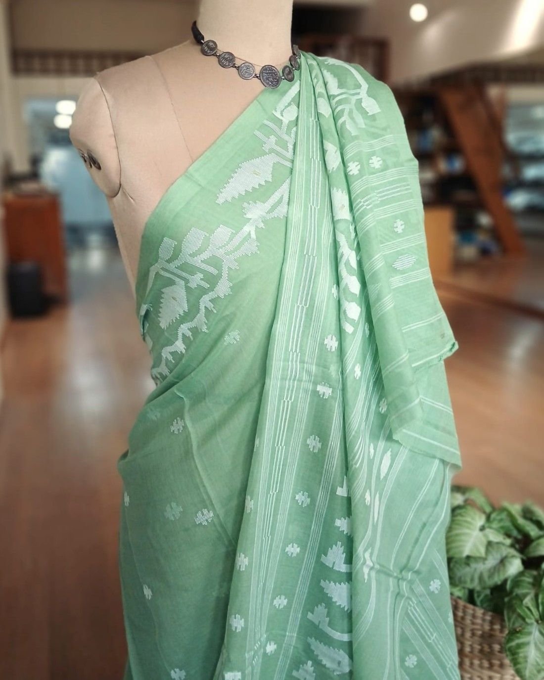 Soft Cotton Jamdani Handweave from Phulia – (JCHS0025) - Image 7