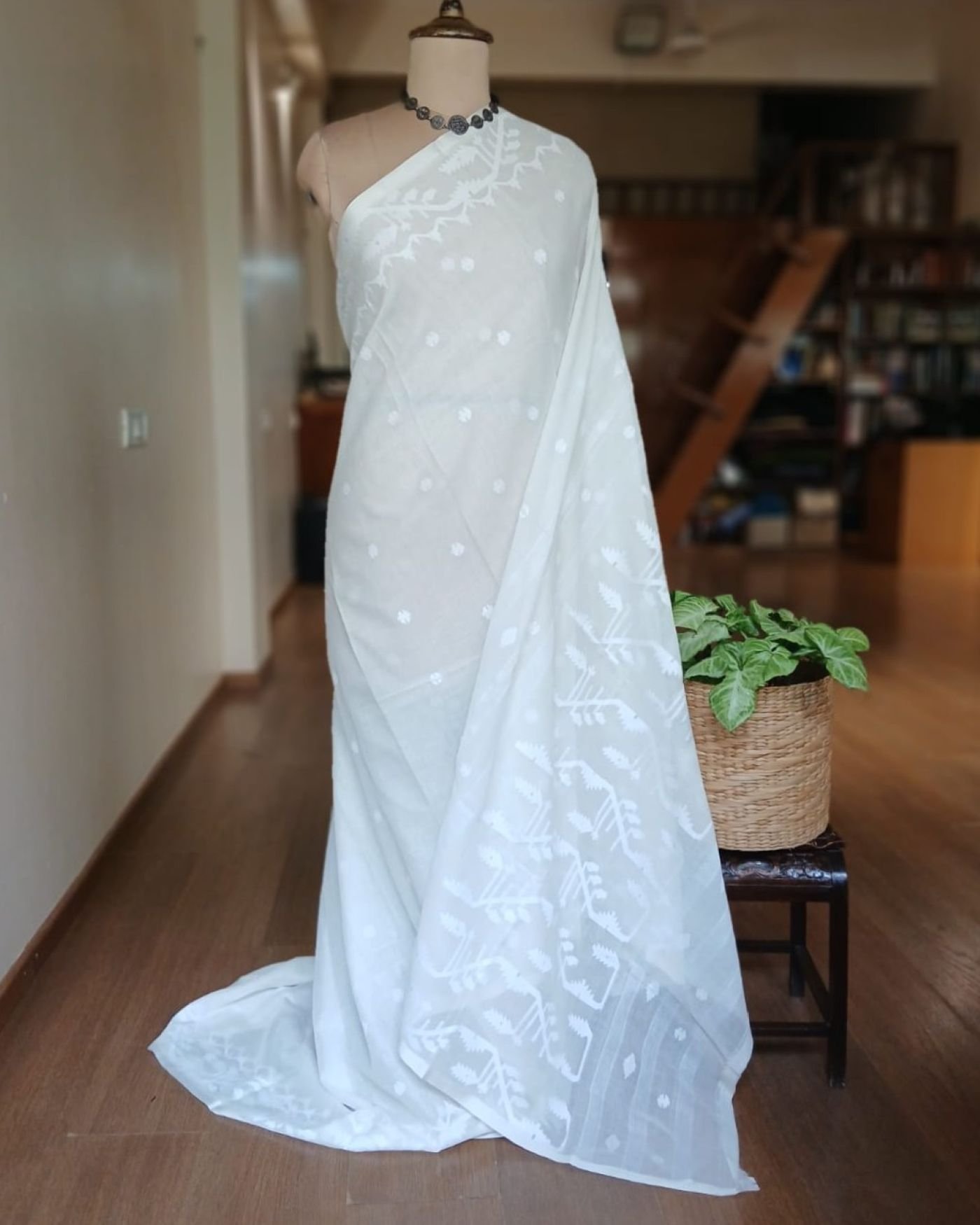 Soft Cotton Jamdani Handweave from Phulia – (JCHS0026) - Image 2