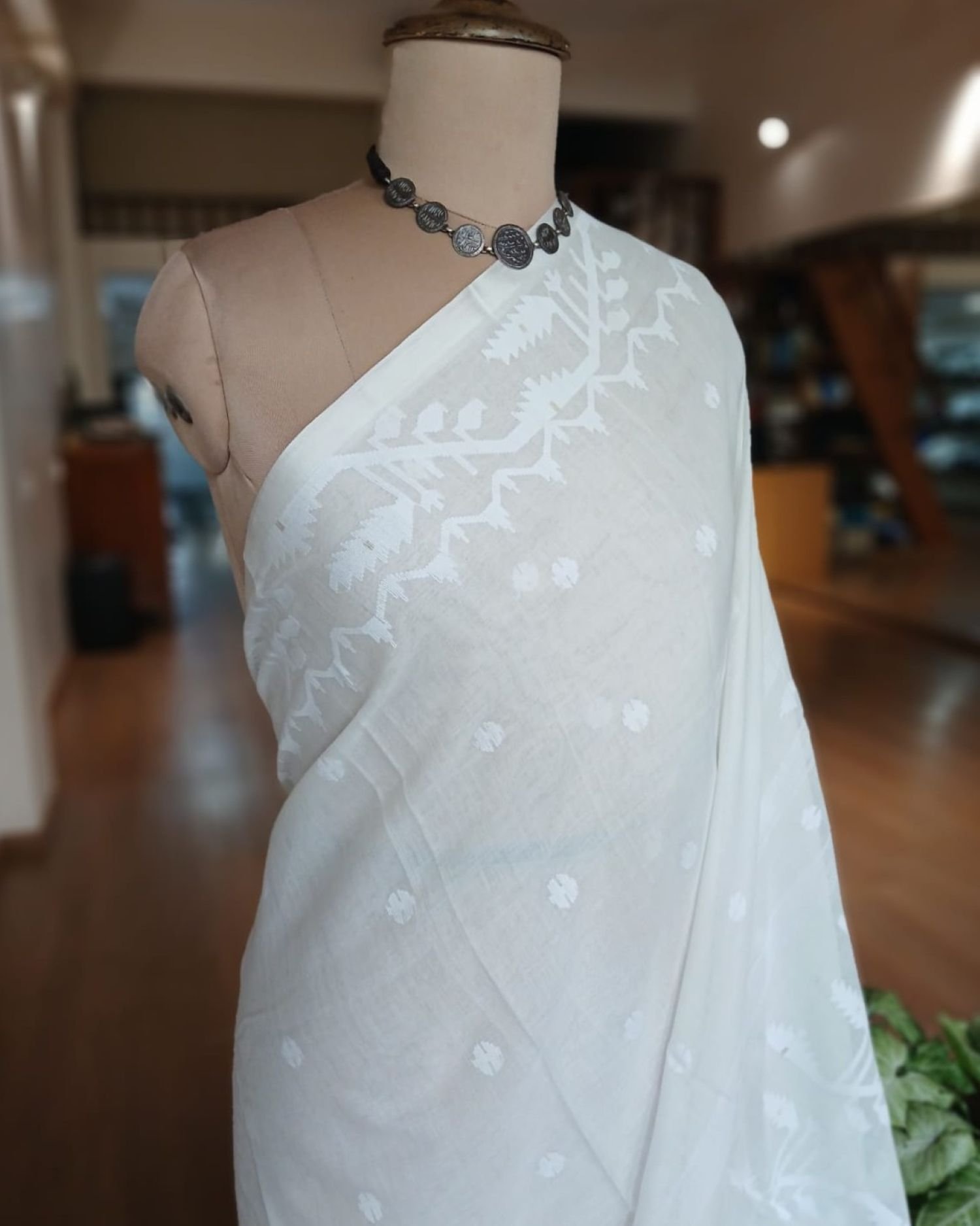 Soft Cotton Jamdani Handweave from Phulia – (JCHS0026) - Image 3