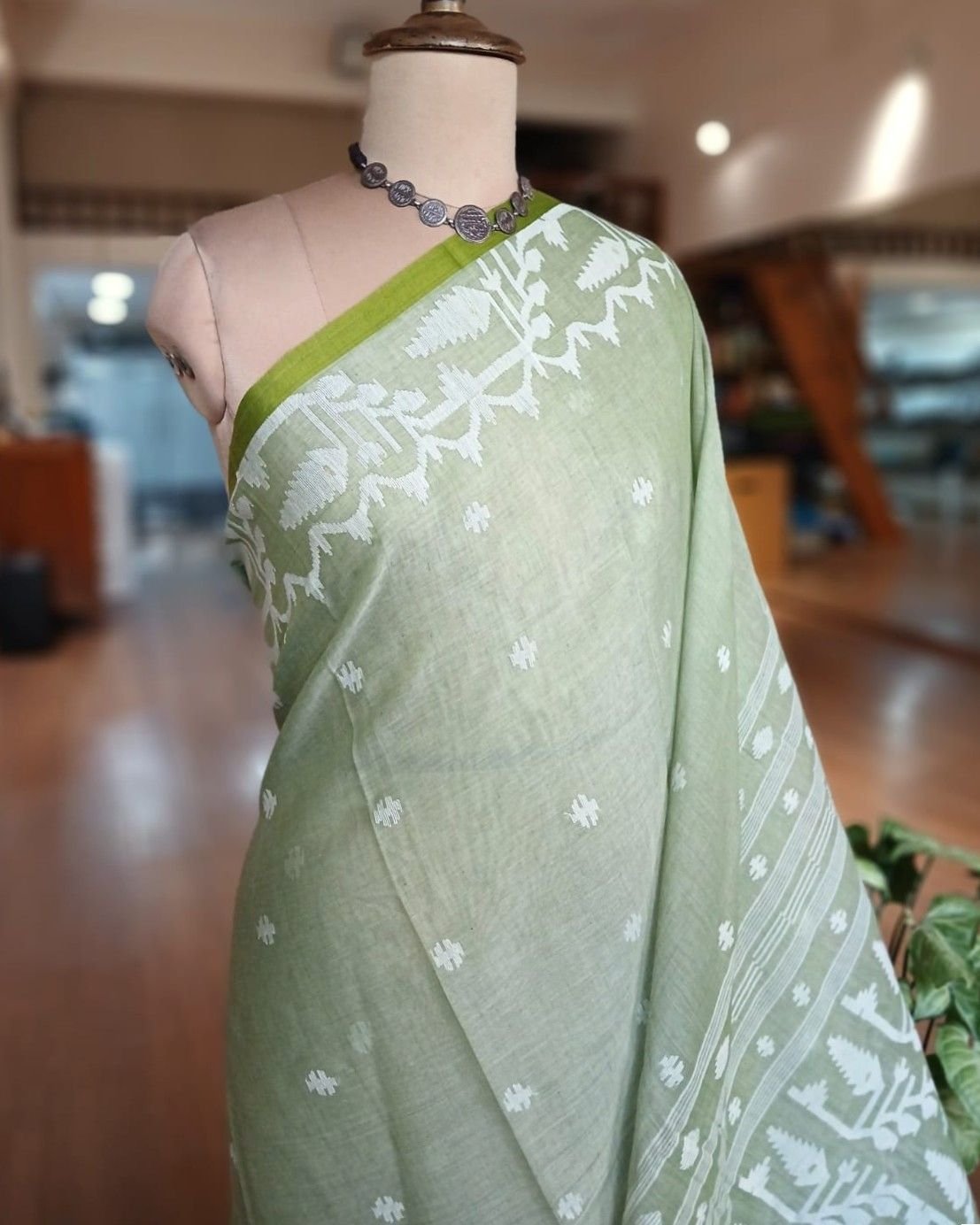 Soft Cotton Jamdani Handweave from Phulia – (JCHS0016) - Image 3