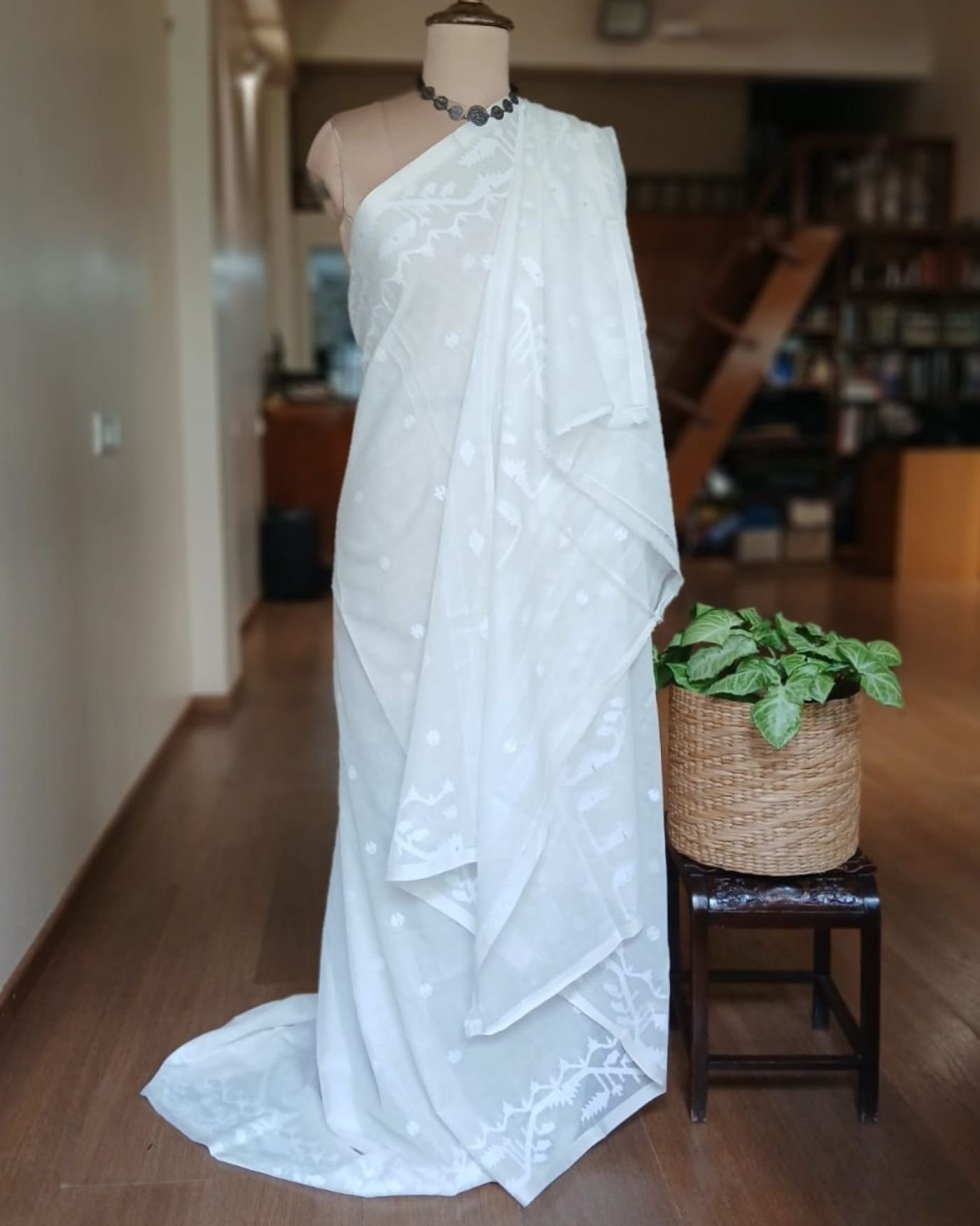 Soft Cotton Jamdani Handweave from Phulia – (JCHS0026) - Image 6