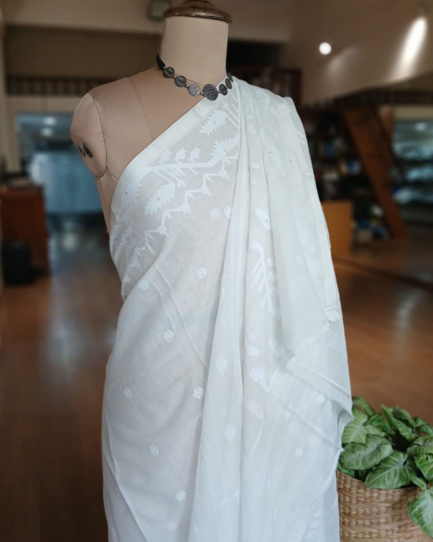 Soft Cotton Jamdani Handweave from Phulia – (JCHS0026) - Image 7