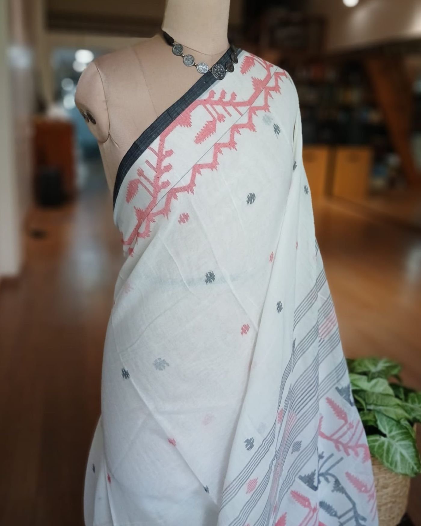 Soft Cotton Jamdani Handweave from Phulia – (JCHS0018) - Image 3