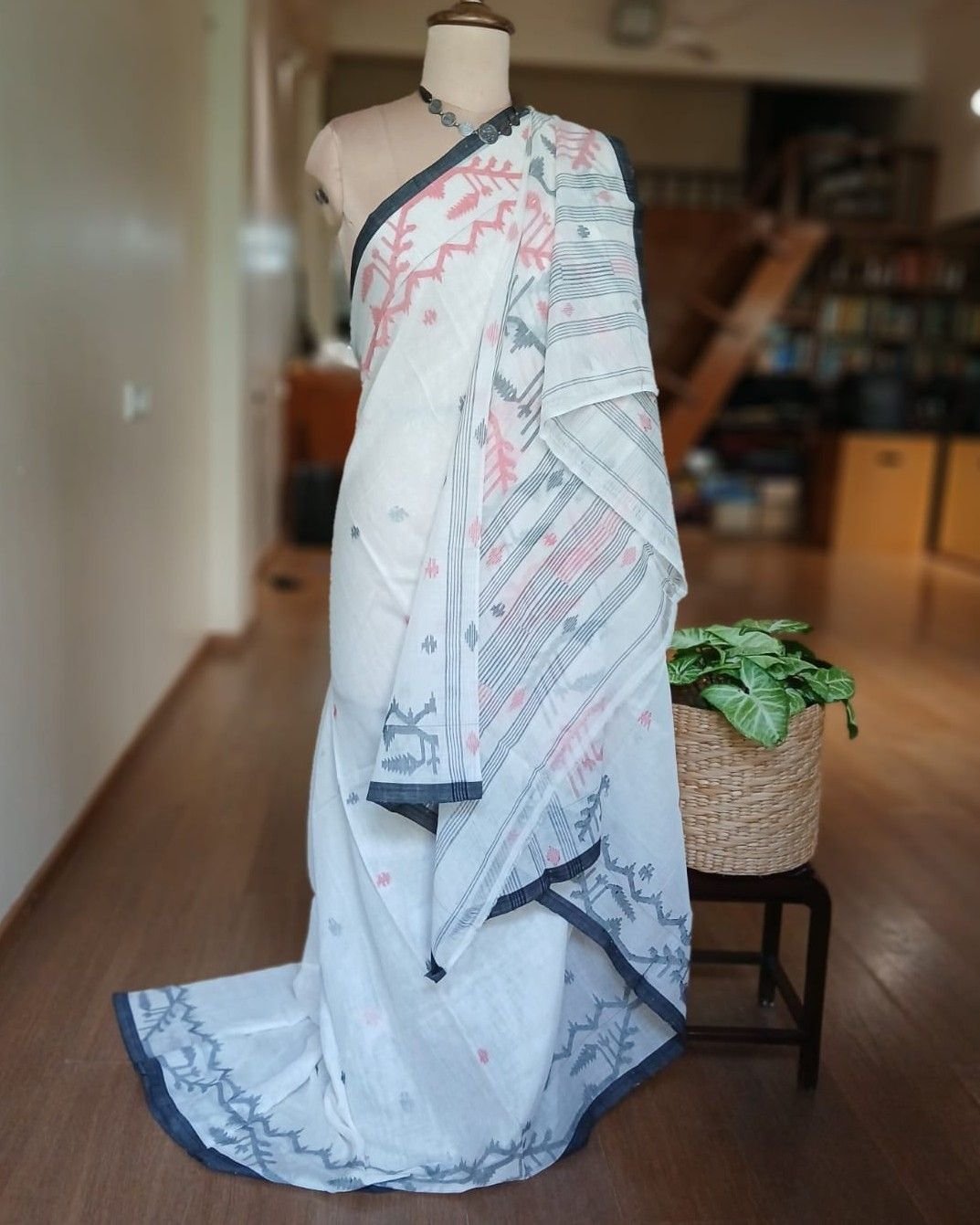 Soft Cotton Jamdani Handweave from Phulia – (JCHS0018) - Image 6