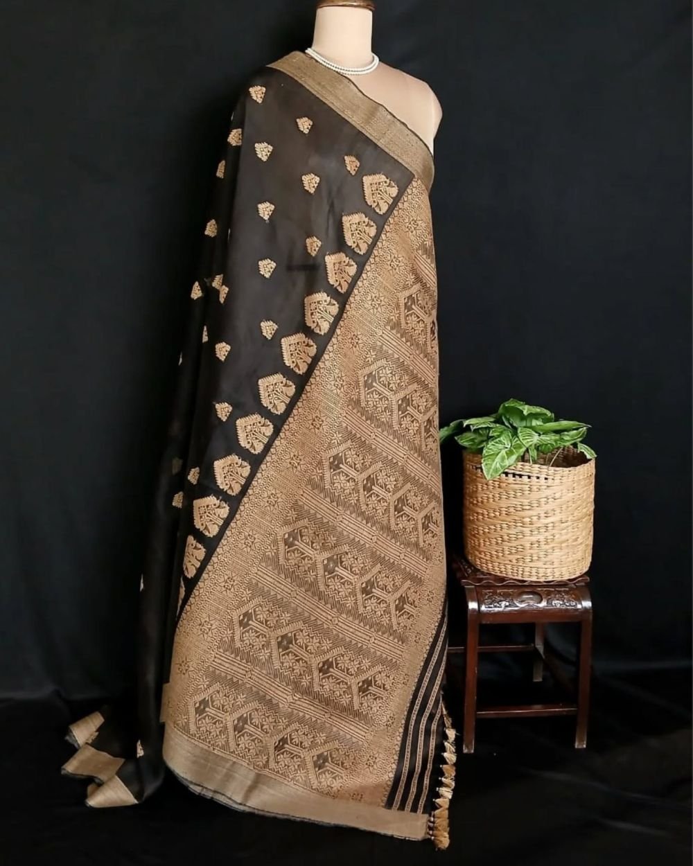 Assam Kesapaat saree in Mulberry Silk x Cotton - (AMSS0001) - Image 4