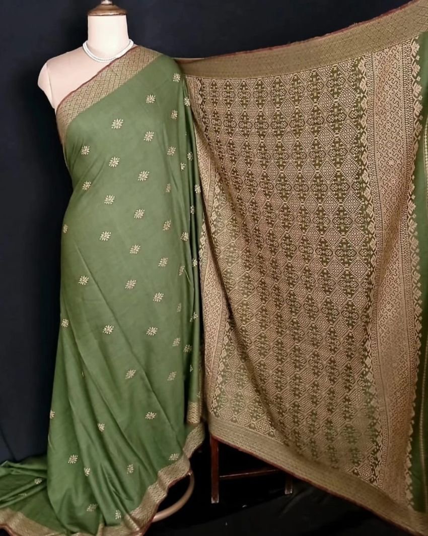 Ahimsa Eri Silk saree from Sualkuchi in Assam - (AESS0020) - Image 3