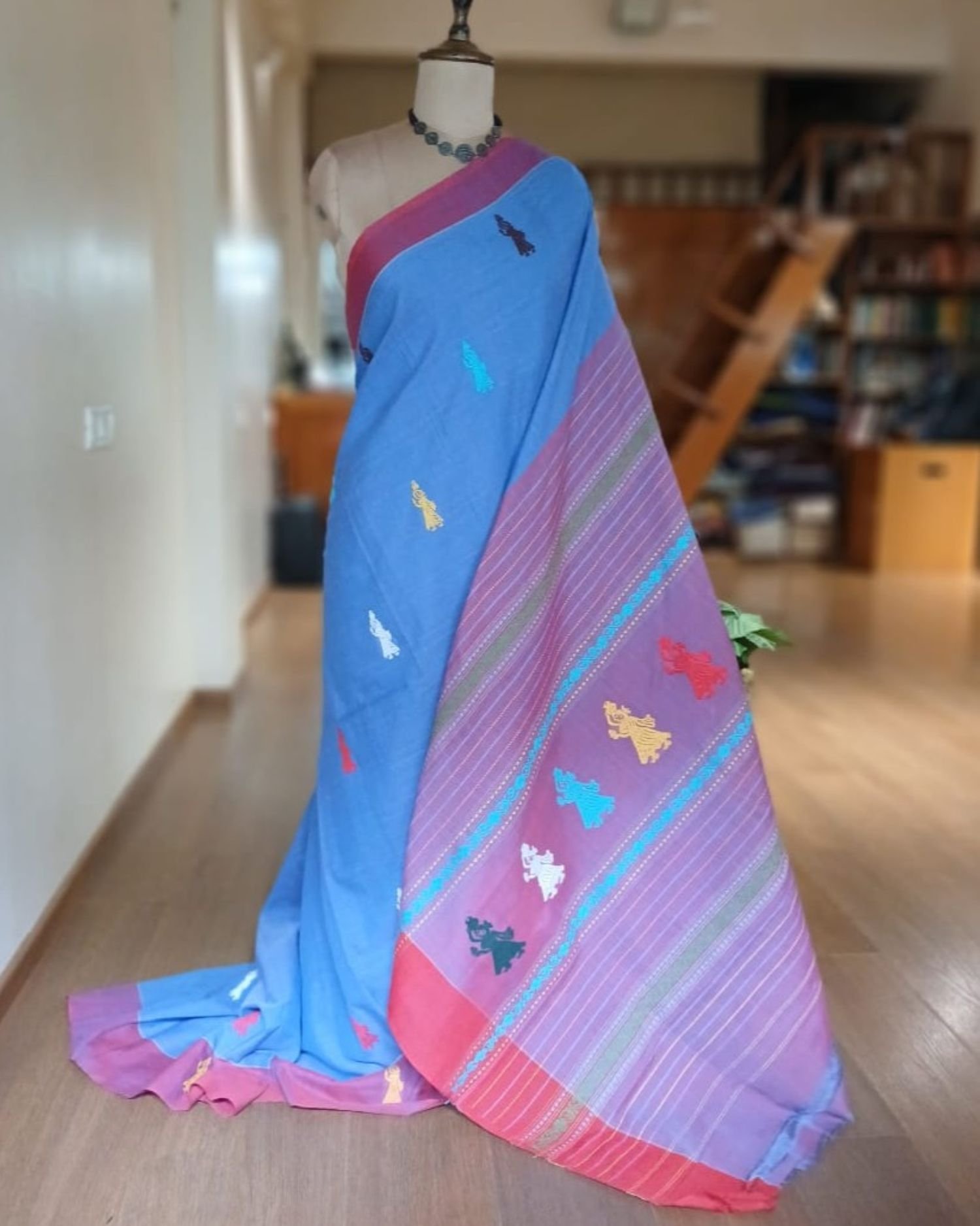 Gollabhama (milkmaid / gopika) handweave saree in cotton – (WGHS1025) - Image 2