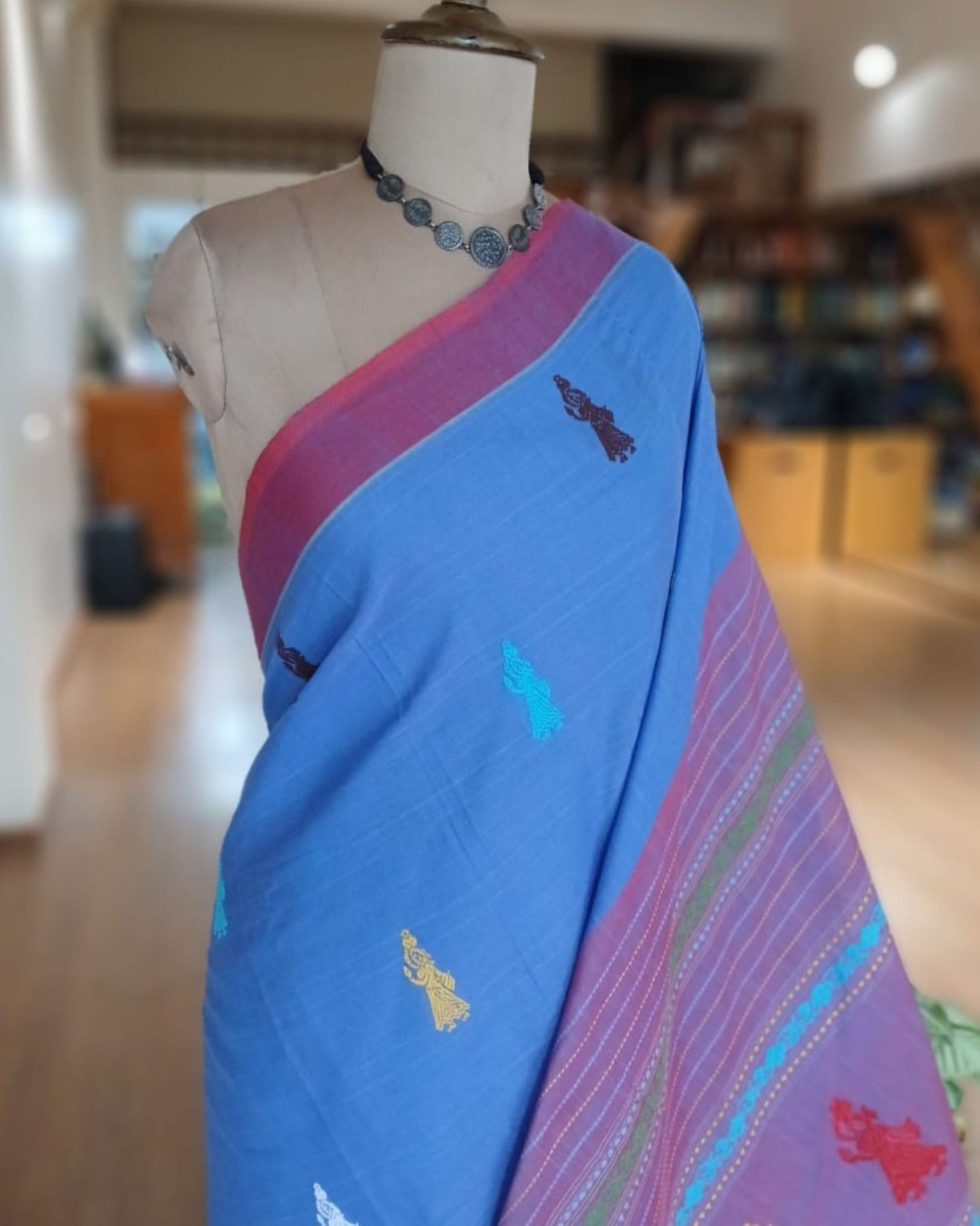 Gollabhama (milkmaid / gopika) handweave saree in cotton – (WGHS1025) - Image 3