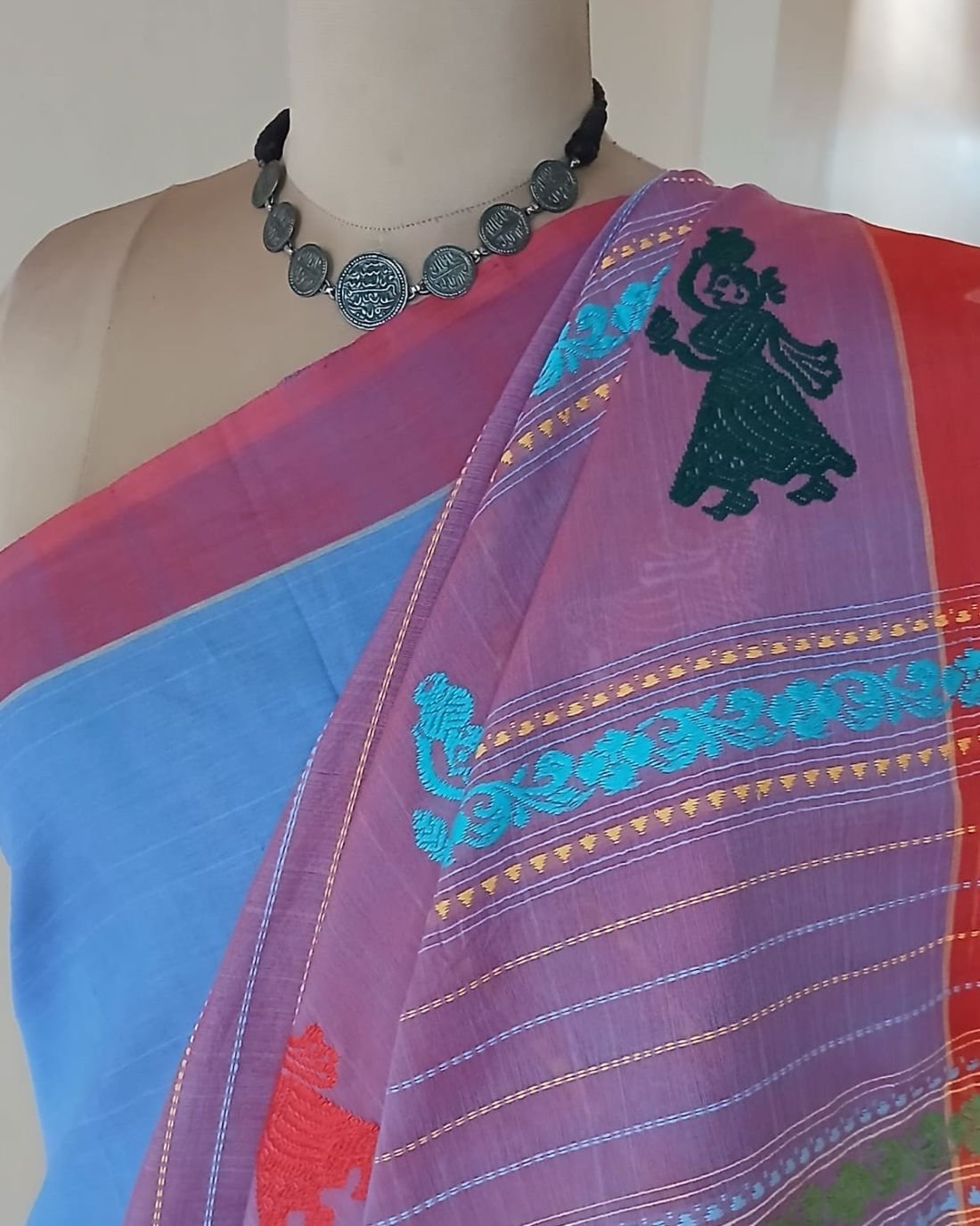 Gollabhama (milkmaid / gopika) handweave saree in cotton – (WGHS1025) - Image 7