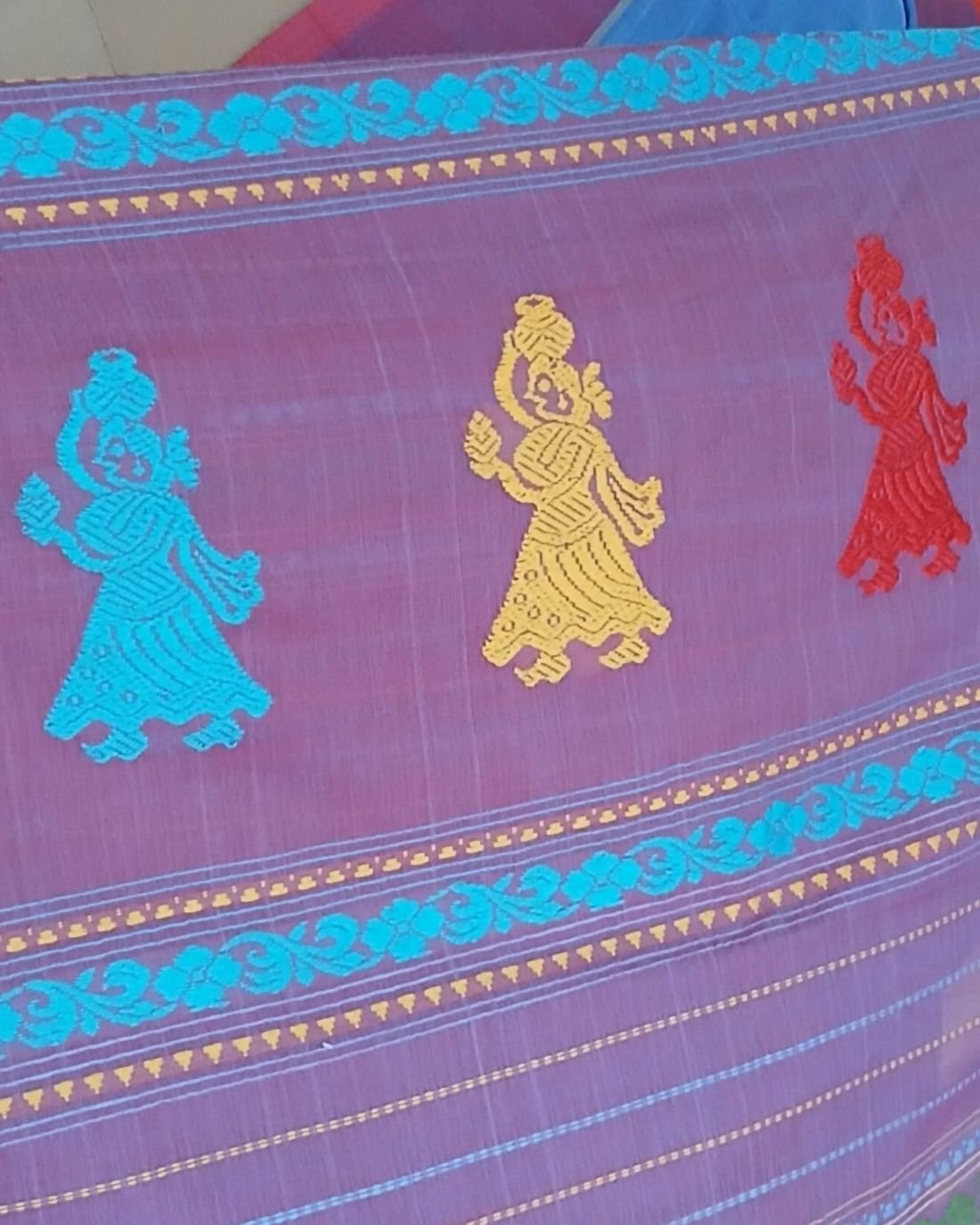 Gollabhama (milkmaid / gopika) handweave saree in cotton – (WGHS1025) - Image 8