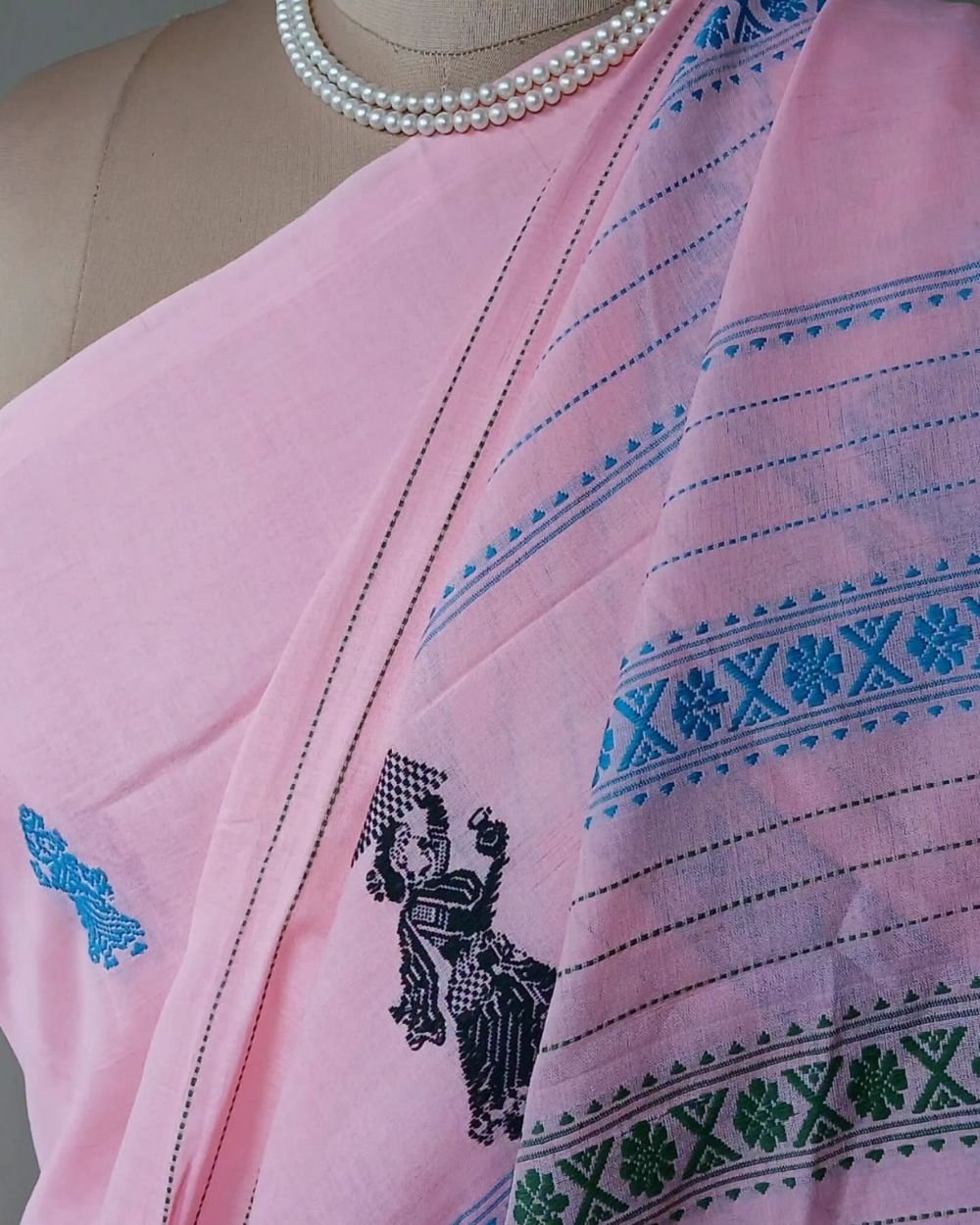 Gollabhama (milkmaid / gopika) handweave saree in cotton – (WGHS1016) - Image 2