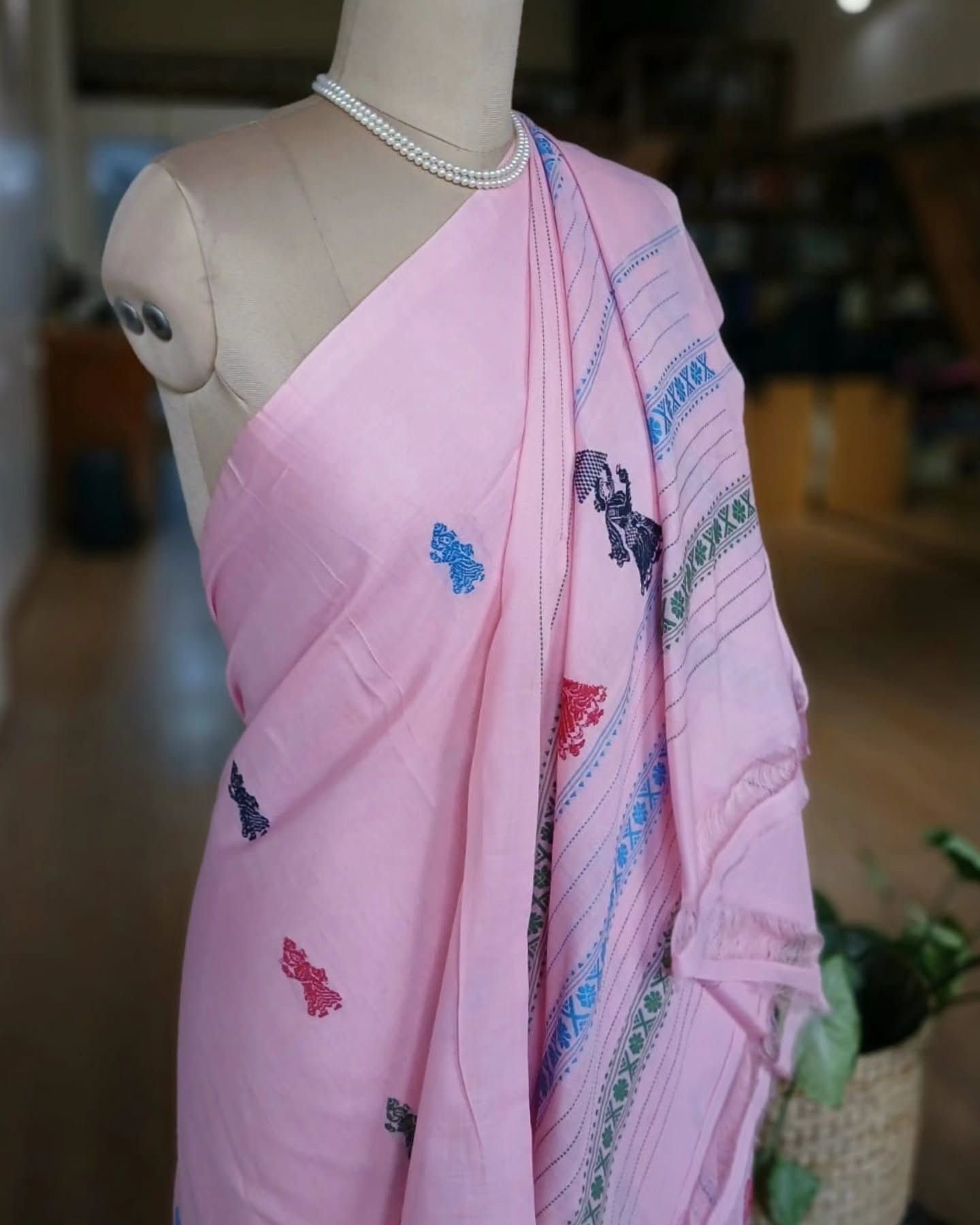 Gollabhama (milkmaid / gopika) handweave saree in cotton – (WGHS1016) - Image 5