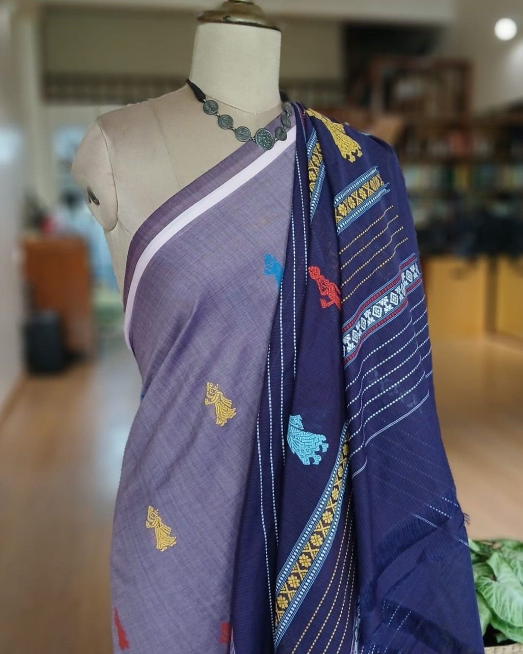 Gollabhama (milkmaid / gopika) handweave saree in cotton – (WGHS1019) - Image 7