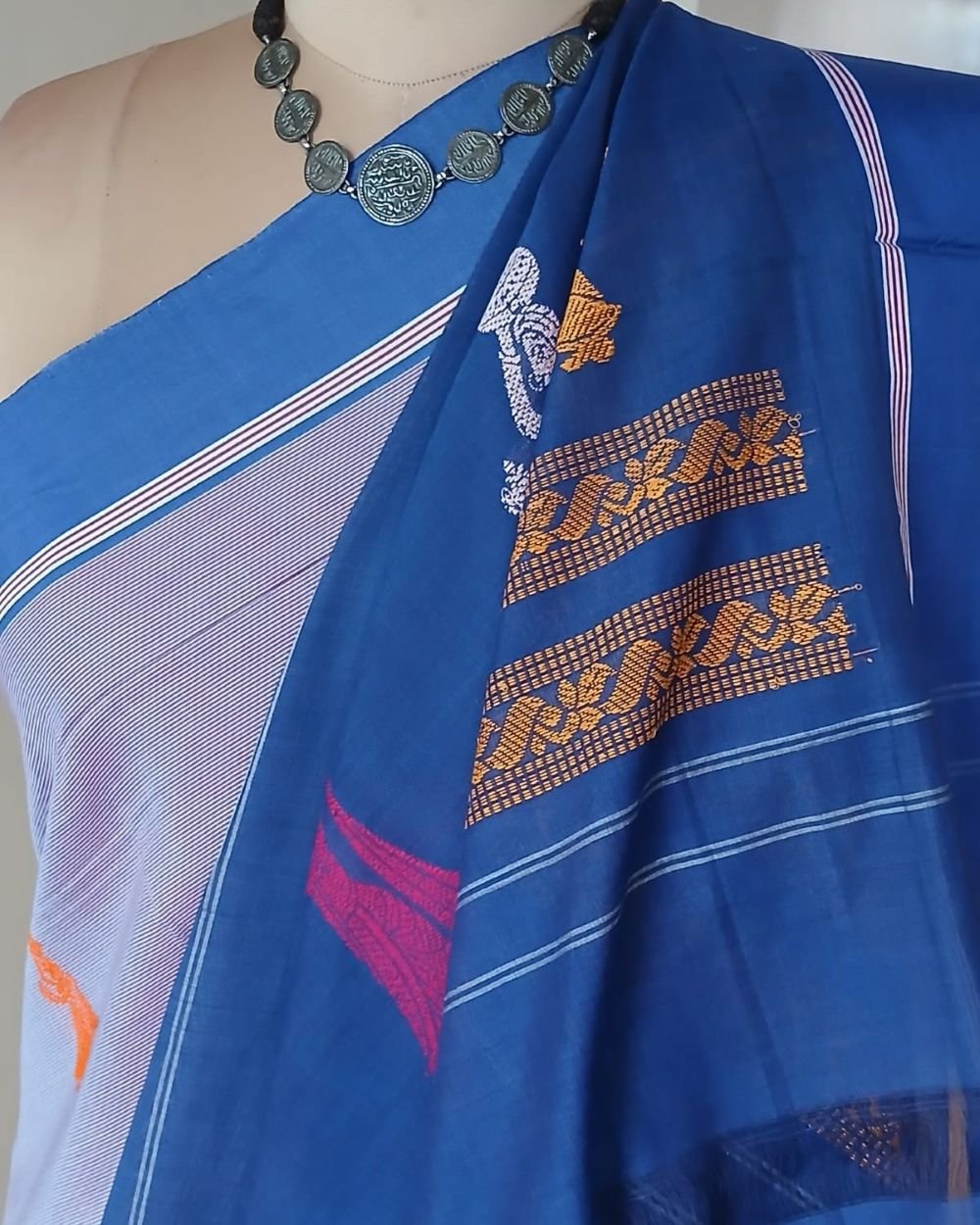 Gollabhama (milkmaid / gopika) handweave saree in cotton – (WGHS1021) - Image 7