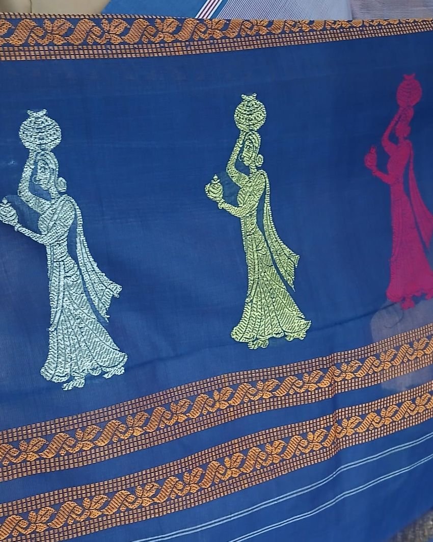 Gollabhama (milkmaid / gopika) handweave saree in cotton – (WGHS1021) - Image 8