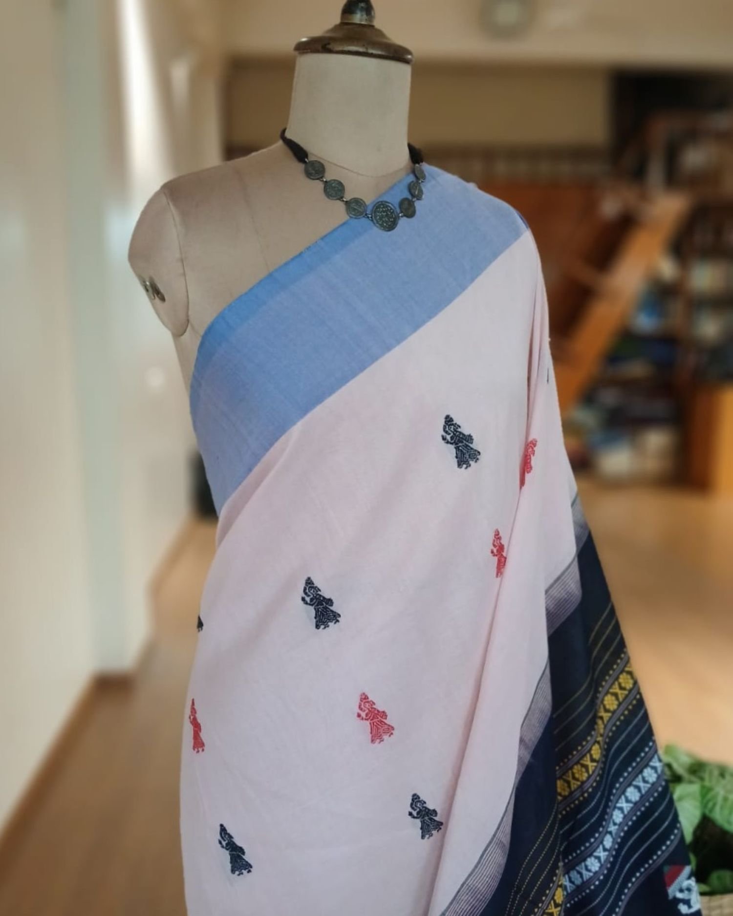 Gollabhama (milkmaid / gopika) handweave saree in cotton – (WGHS1022) - Image 3