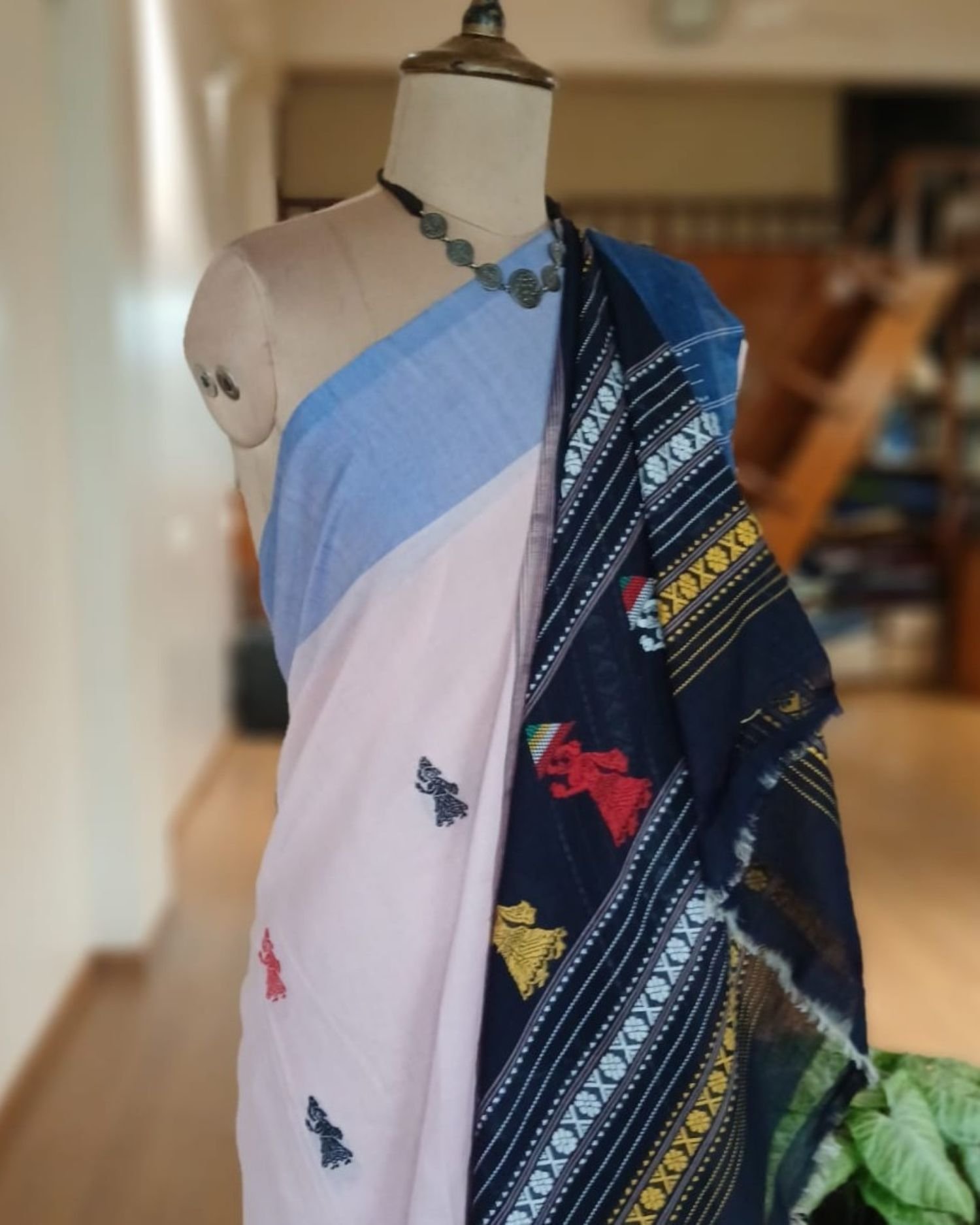 Gollabhama (milkmaid / gopika) handweave saree in cotton – (WGHS1022) - Image 6
