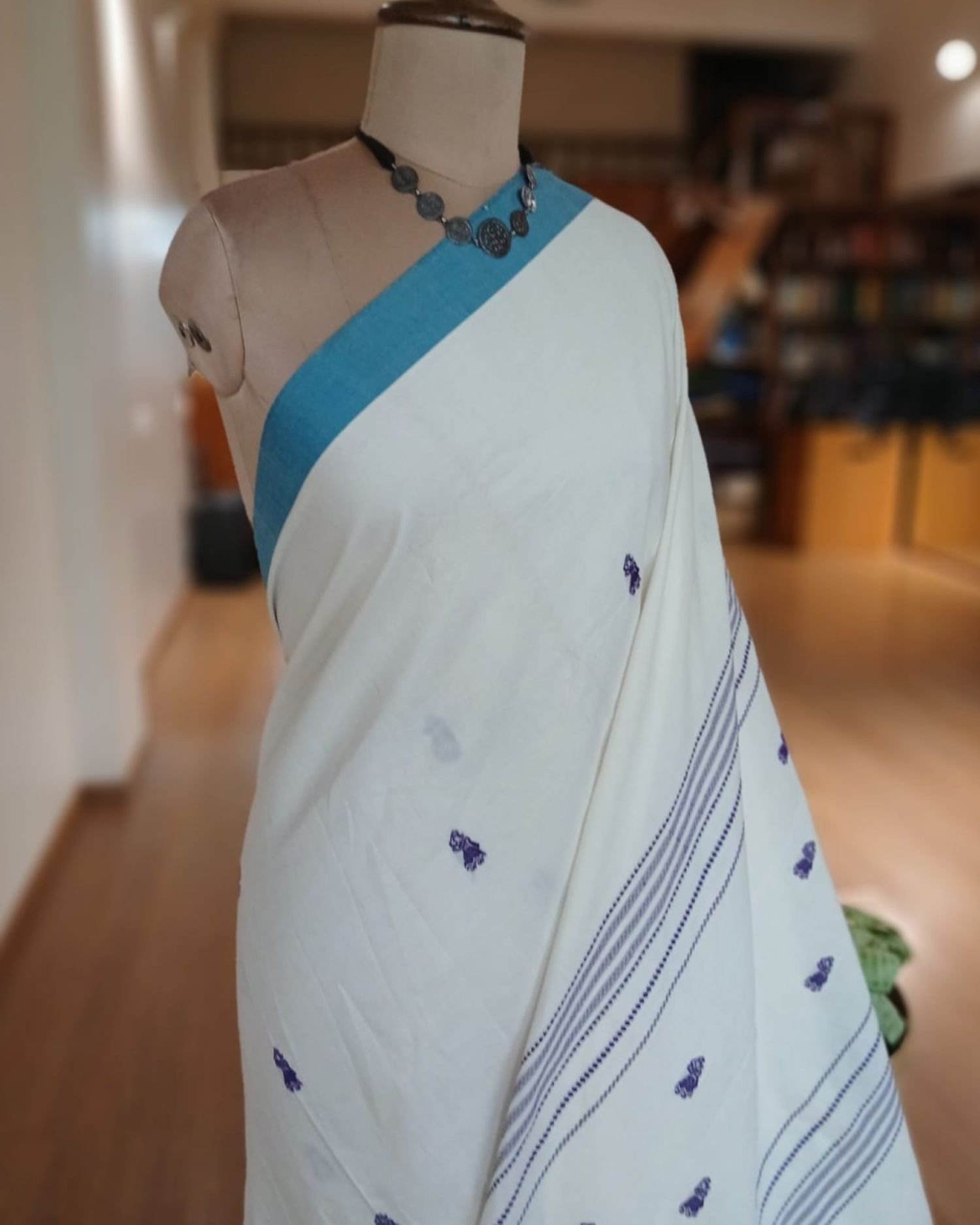 Gollabhama (milkmaid / gopika) handweave saree in cotton – (WGHS1023) - Image 3