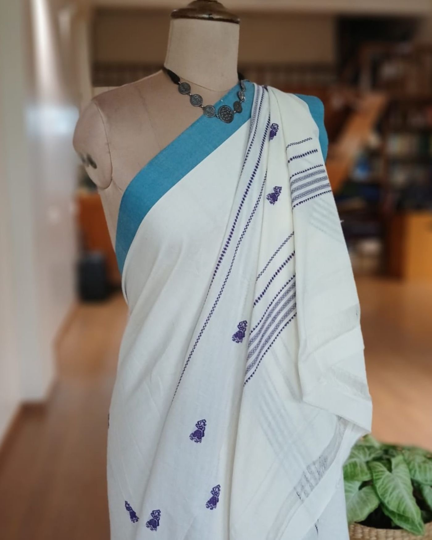 Gollabhama (milkmaid / gopika) handweave saree in cotton – (WGHS1023) - Image 6