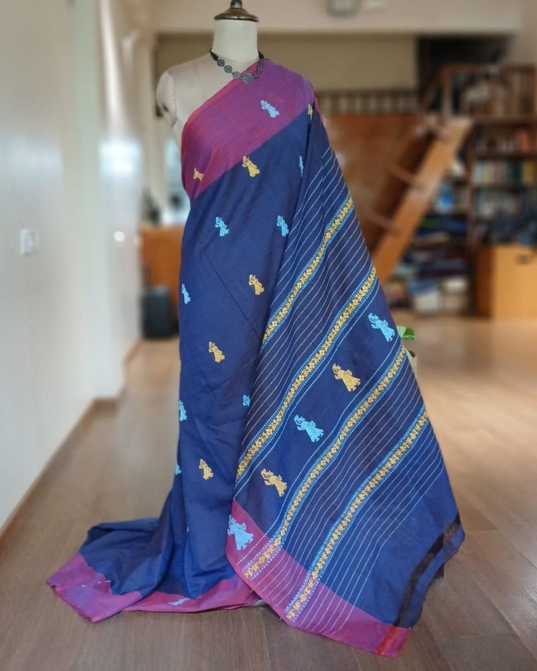 Gollabhama (milkmaid / gopika) handweave saree in cotton – (WGHS1024) - Image 2