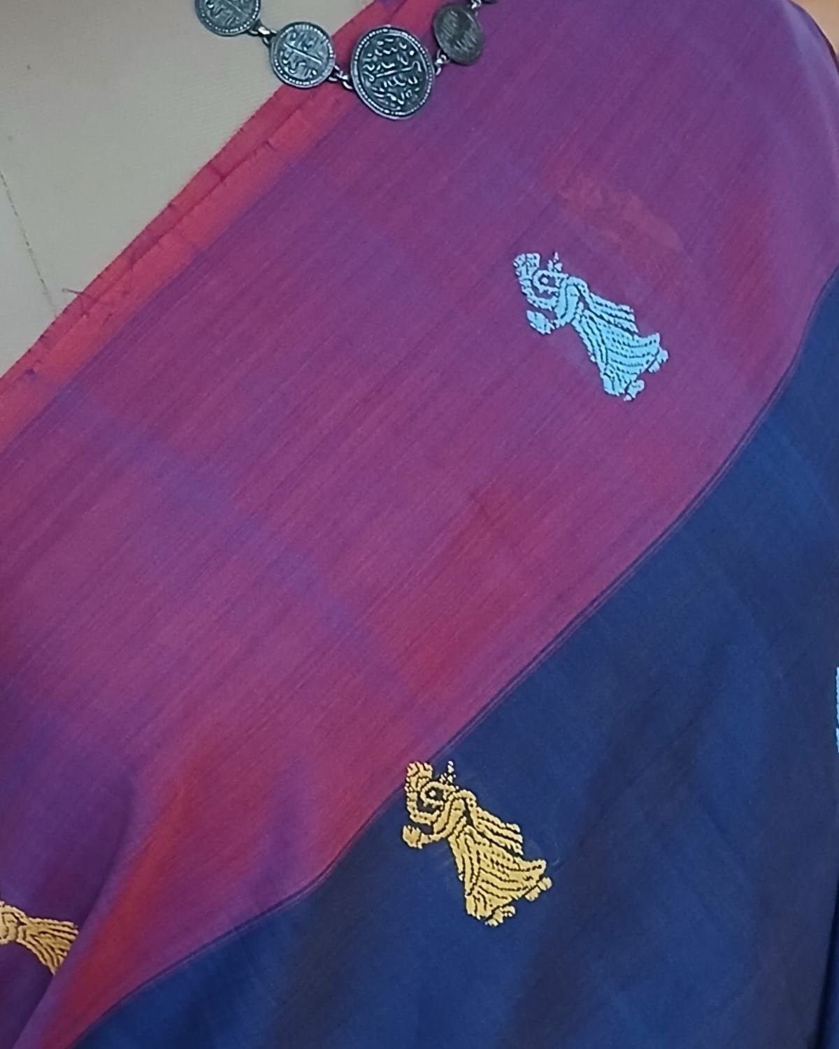 Gollabhama (milkmaid / gopika) handweave saree in cotton – (WGHS1024) - Image 4