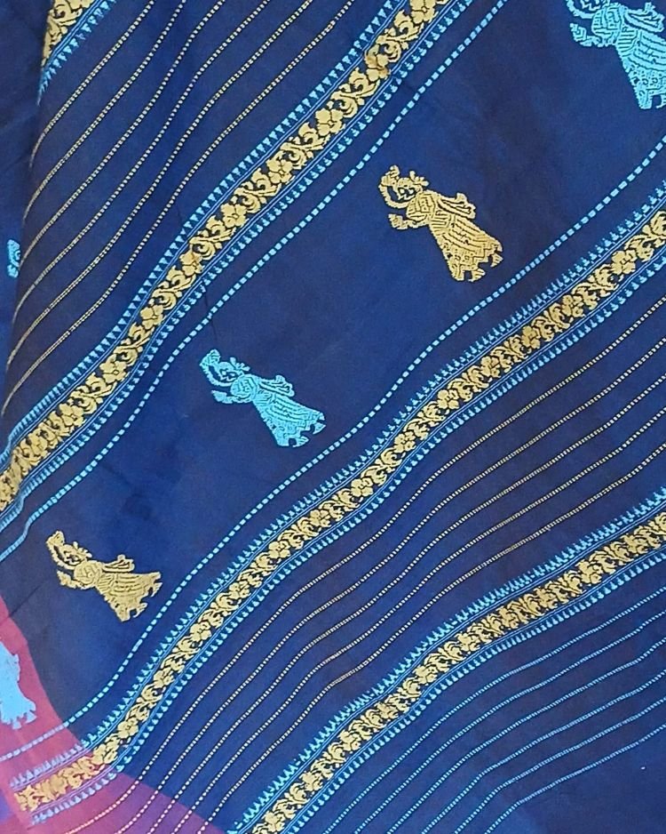 Gollabhama (milkmaid / gopika) handweave saree in cotton – (WGHS1024) - Image 5