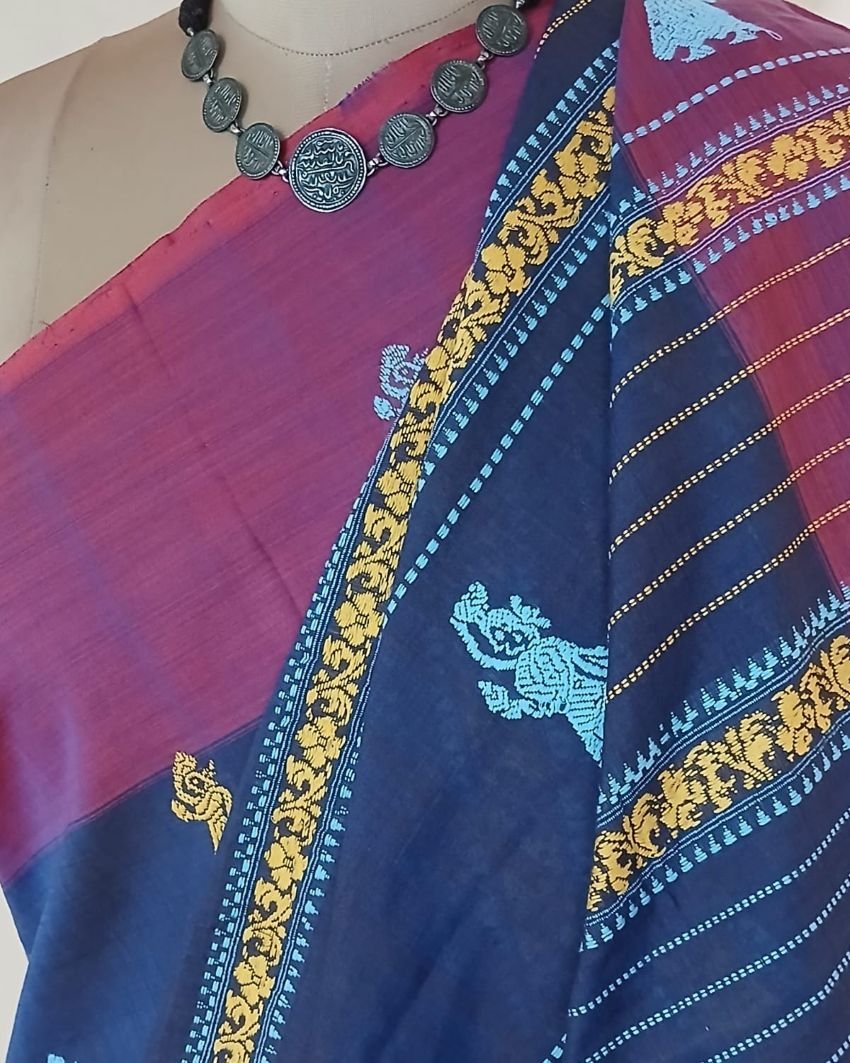 Gollabhama (milkmaid / gopika) handweave saree in cotton – (WGHS1024) - Image 7