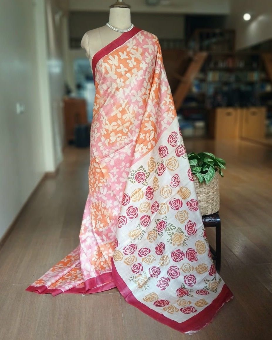 Handpainted Tussar Silk Saree - (HTSS0001)